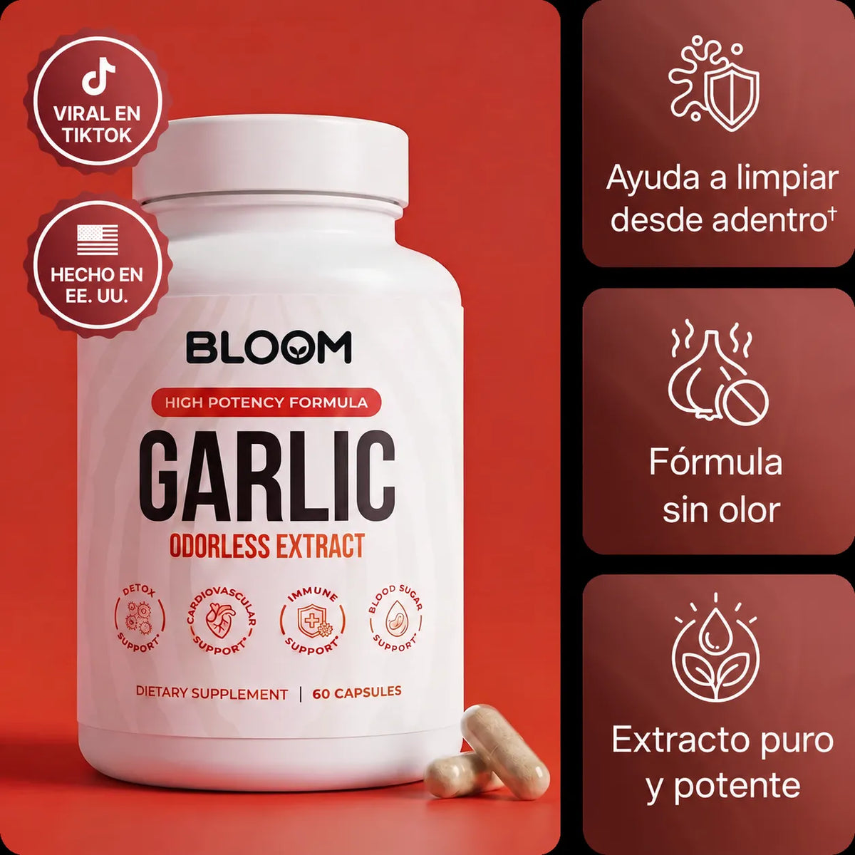 Cápsulas de Extracto de Ajo sin olor