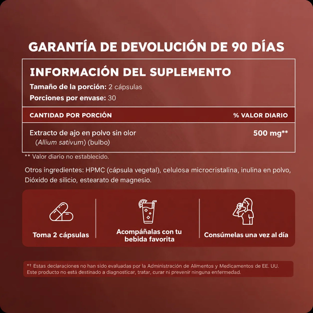 Cápsulas de Extracto de Ajo sin olor